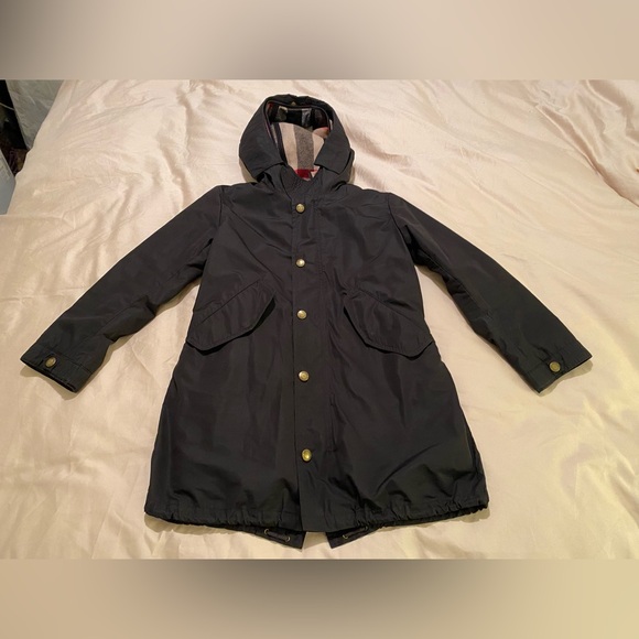 burberry lined raincoat 10Y Removable Liner Black Hooded Jacket